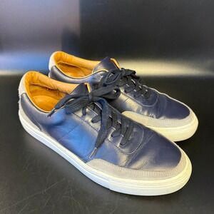 UNTUCKit Jackson Mens Leather Low Top Sneakers Navy Blue Grey Size 9 Shoes